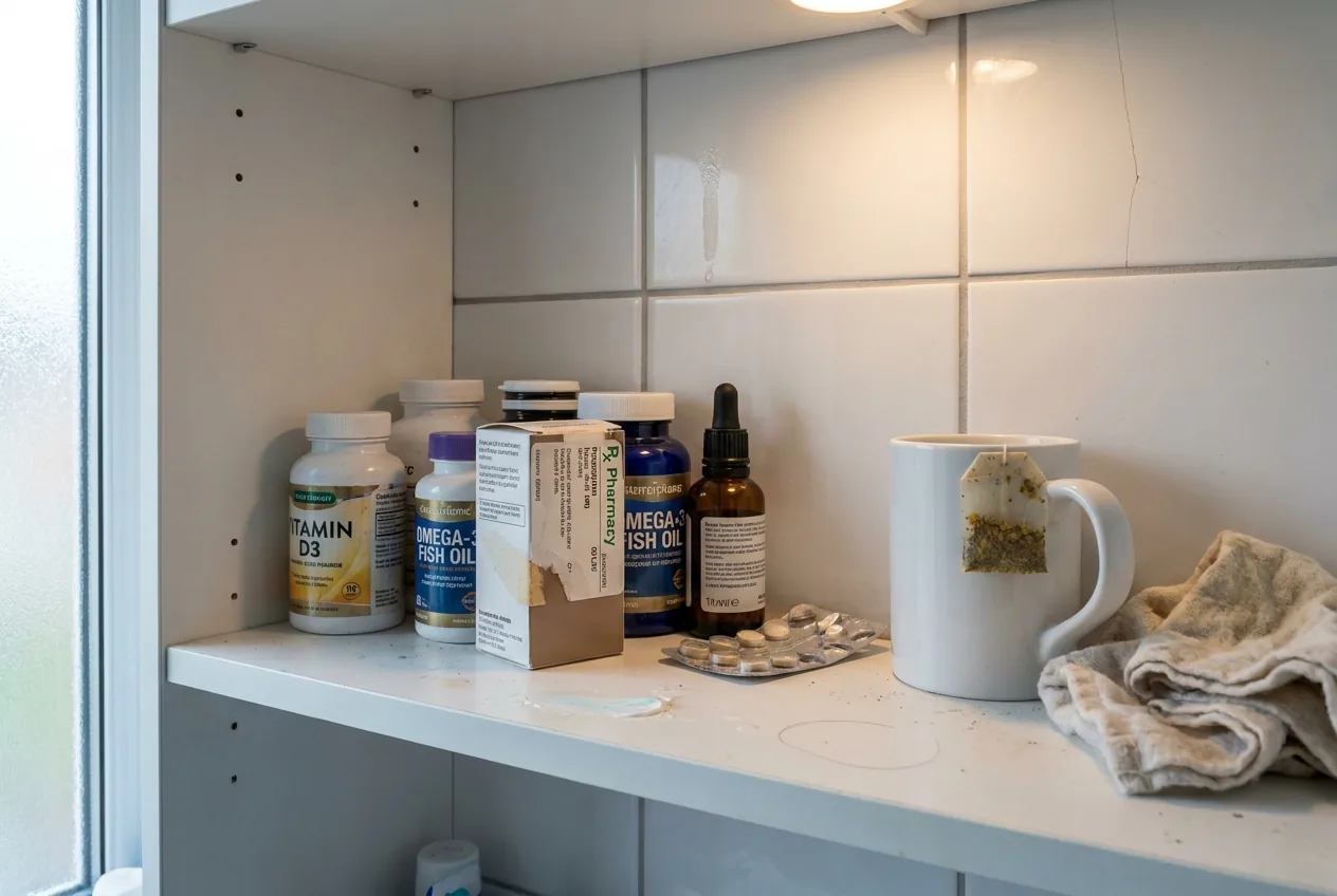 This is what managing looks like. Supplements, prescriptions, herbal tinctures, each one addressing a symptom without anyone asking why the symptoms keep coming back.